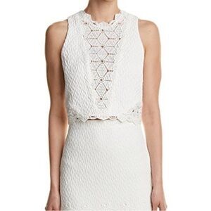 NWT Rebecca Taylor White Dia Lace Sleeveless Blouse